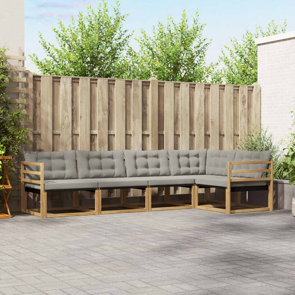 Outdoor-Sofagarnitur mit Kissen 5 pcs Weiß und Hellgrau