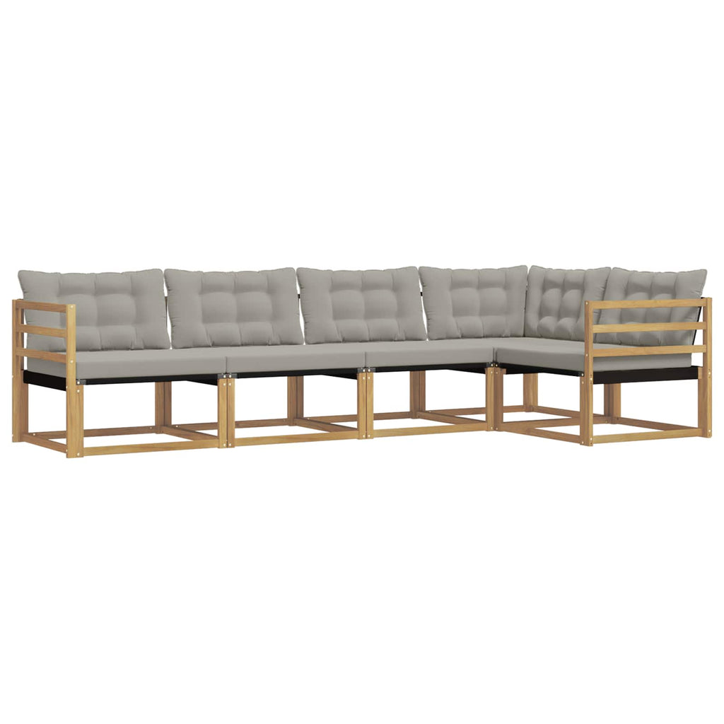 Outdoor-Sofagarnitur mit Kissen 5 pcs Weiß und Hellgrau