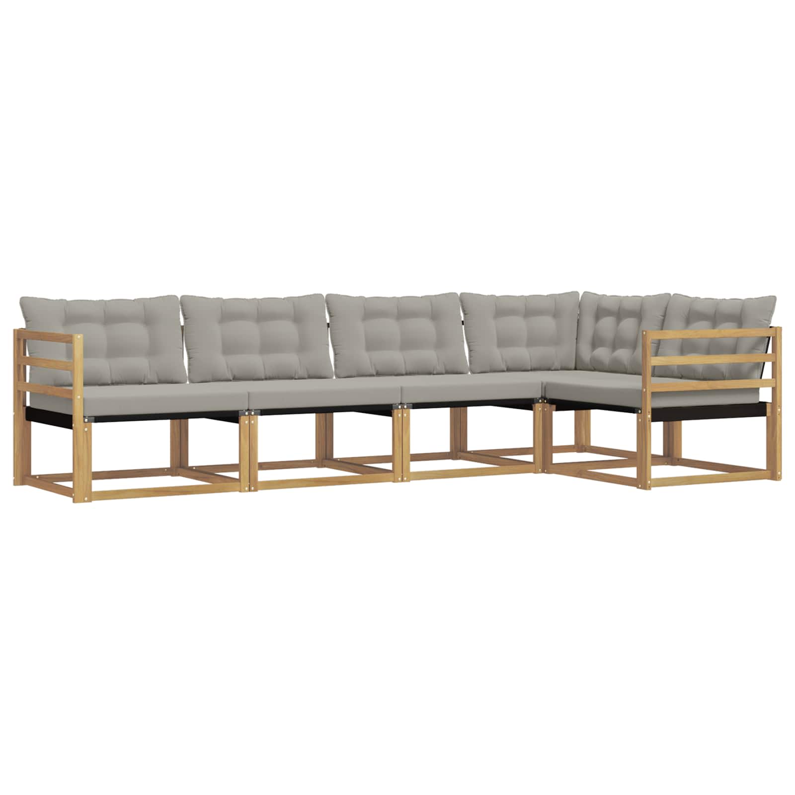 Outdoor-Sofagarnitur mit Kissen 5 pcs Weiß und Hellgrau