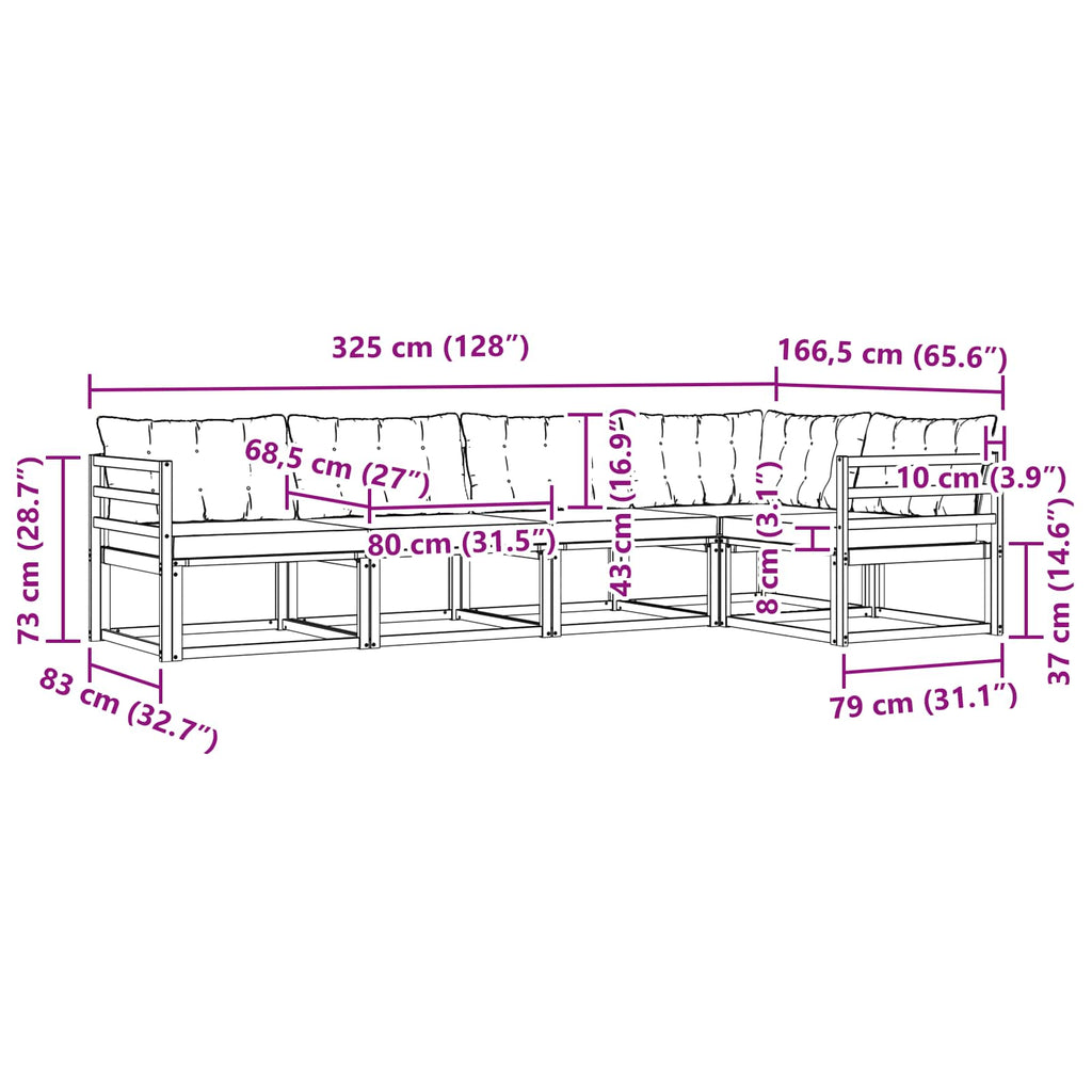 Outdoor-Sofagarnitur mit Kissen 5 pcs Weiß und Schwarz