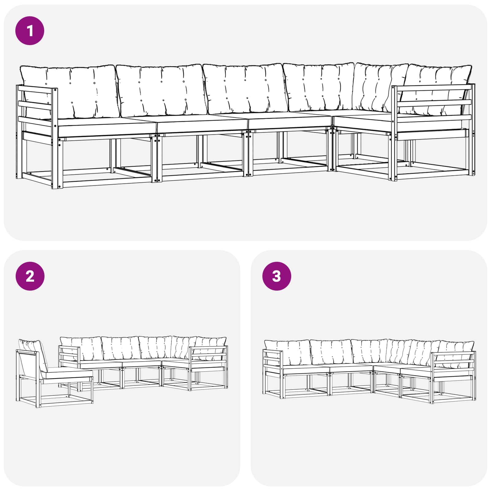 Outdoor-Sofagarnitur mit Kissen 5 pcs Weiß und Schwarz
