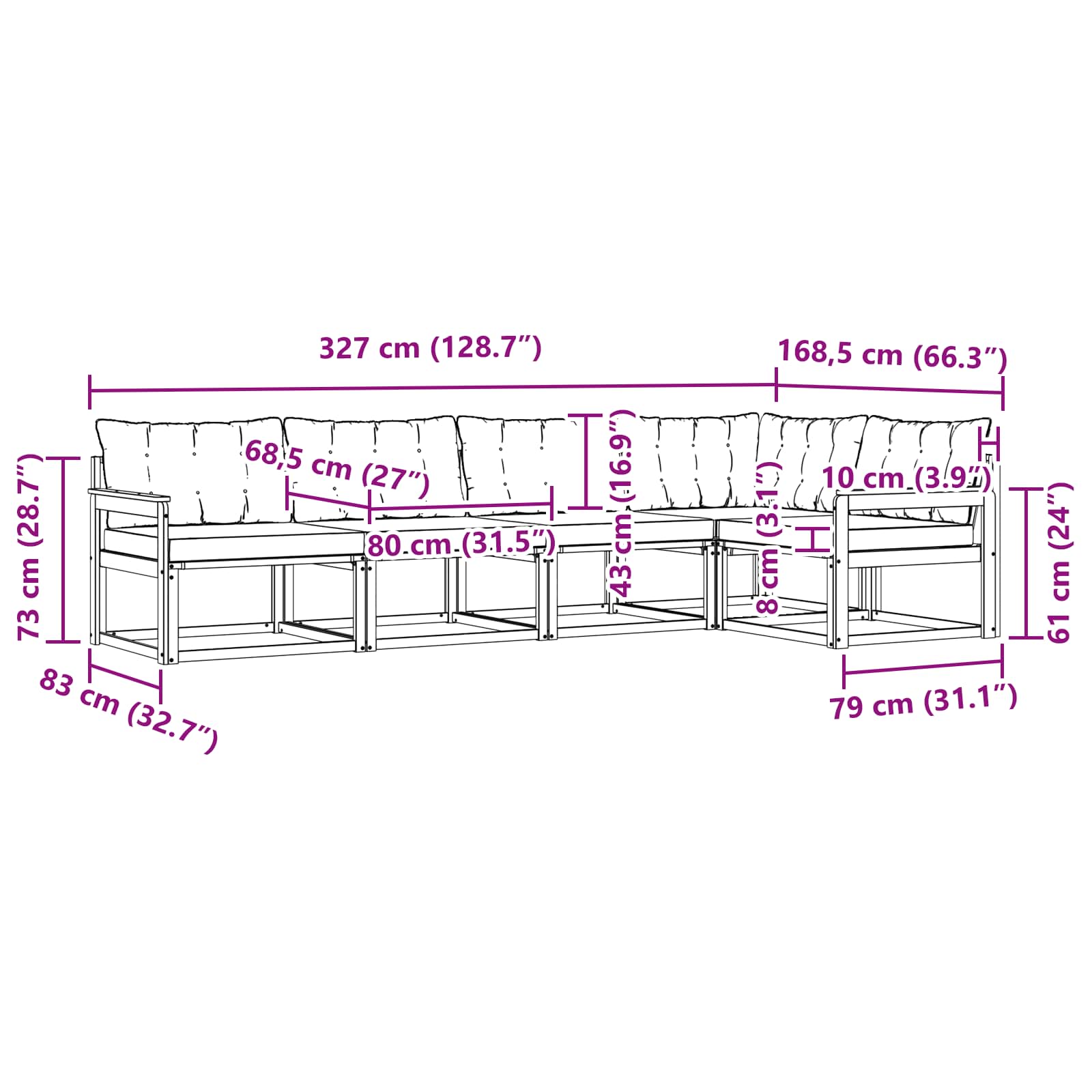 Outdoor-Sofagarnitur mit Kissen 5 pcs Weiß und Creme