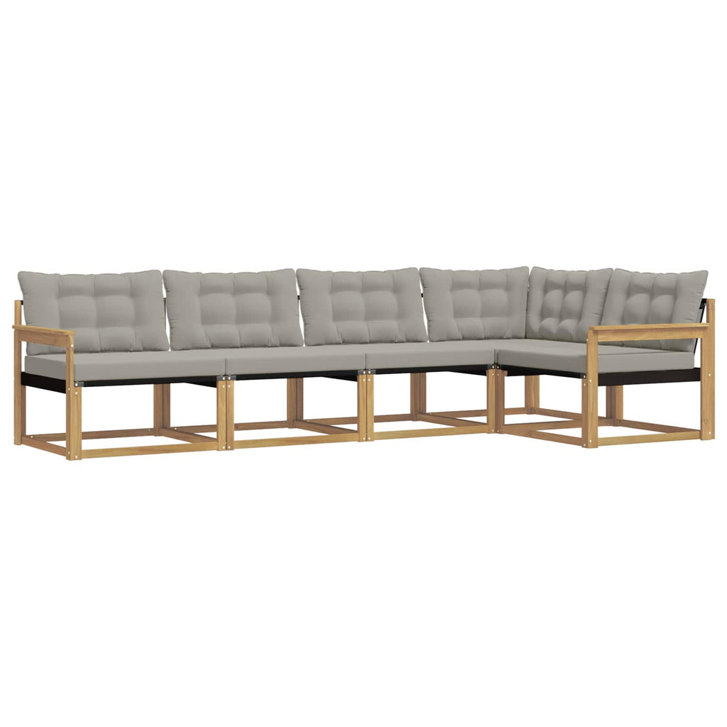 Outdoor-Sofagarnitur mit Kissen 5 pcs Weiß und Hellgrau