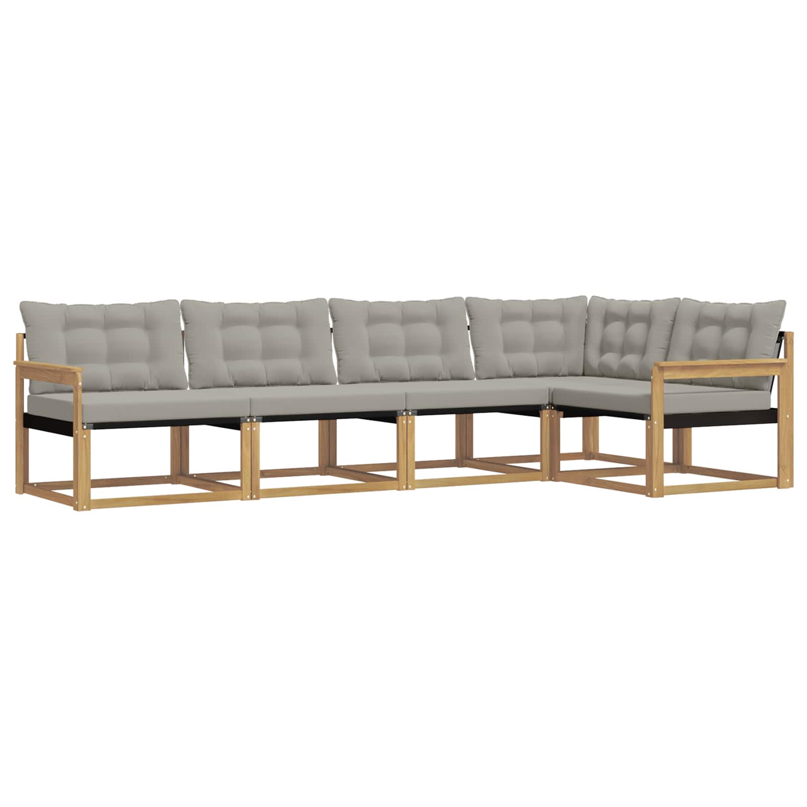 Outdoor-Sofagarnitur mit Kissen 5 pcs Weiß und Hellgrau