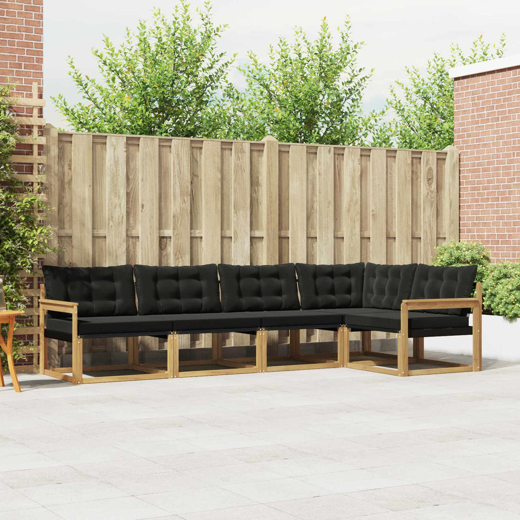 Outdoor-Sofagarnitur mit Kissen 5 pcs Weiß und Schwarz