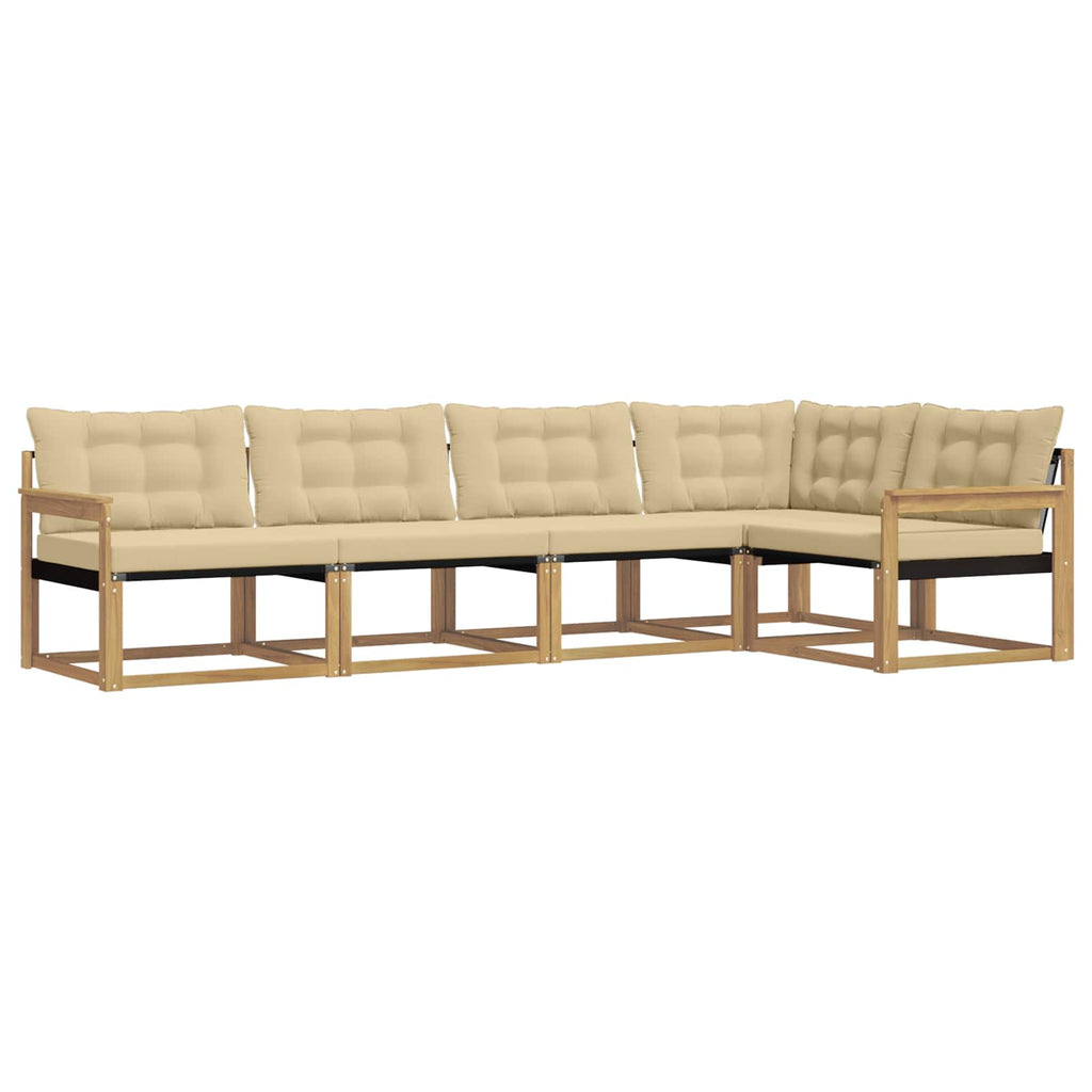 Outdoor-Sofagarnitur mit Kissen 5 pcs Weiß und Beige