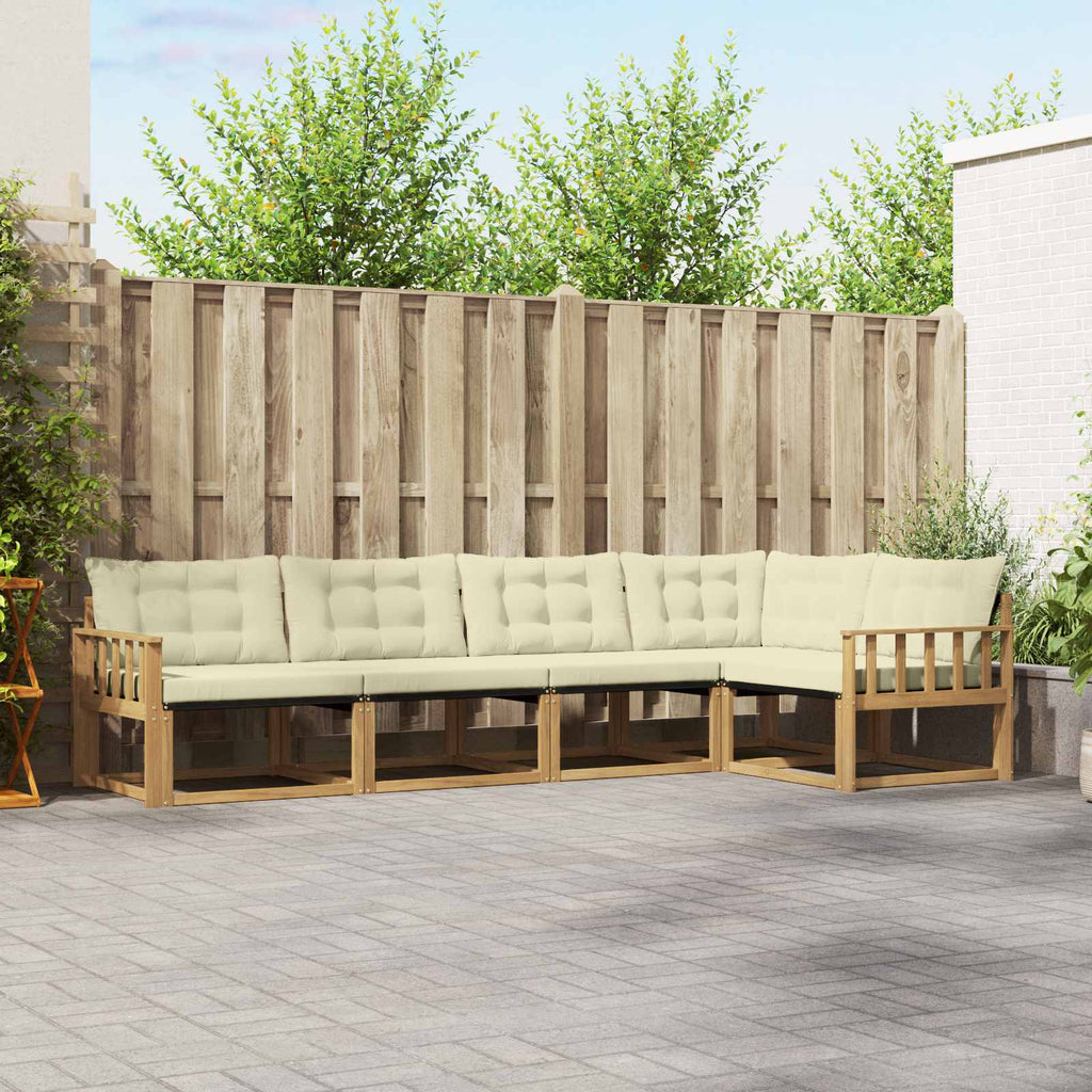 Outdoor-Sofagarnitur mit Kissen 5 pcs Weiß und Creme