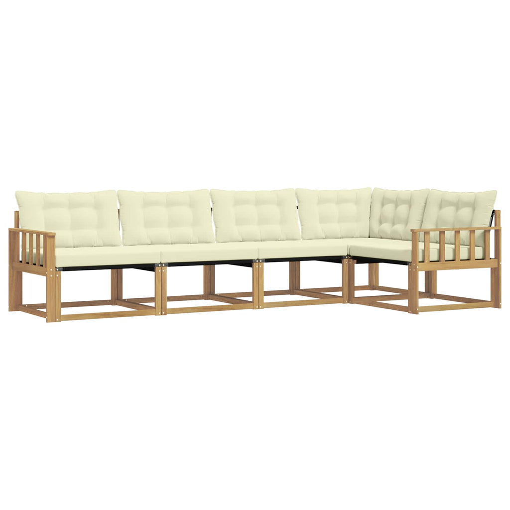 Outdoor-Sofagarnitur mit Kissen 5 pcs Weiß und Creme