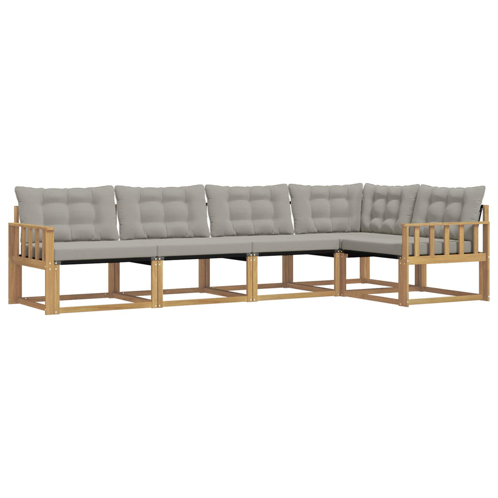 Outdoor-Sofagarnitur mit Kissen 5 pcs Weiß und Hellgrau
