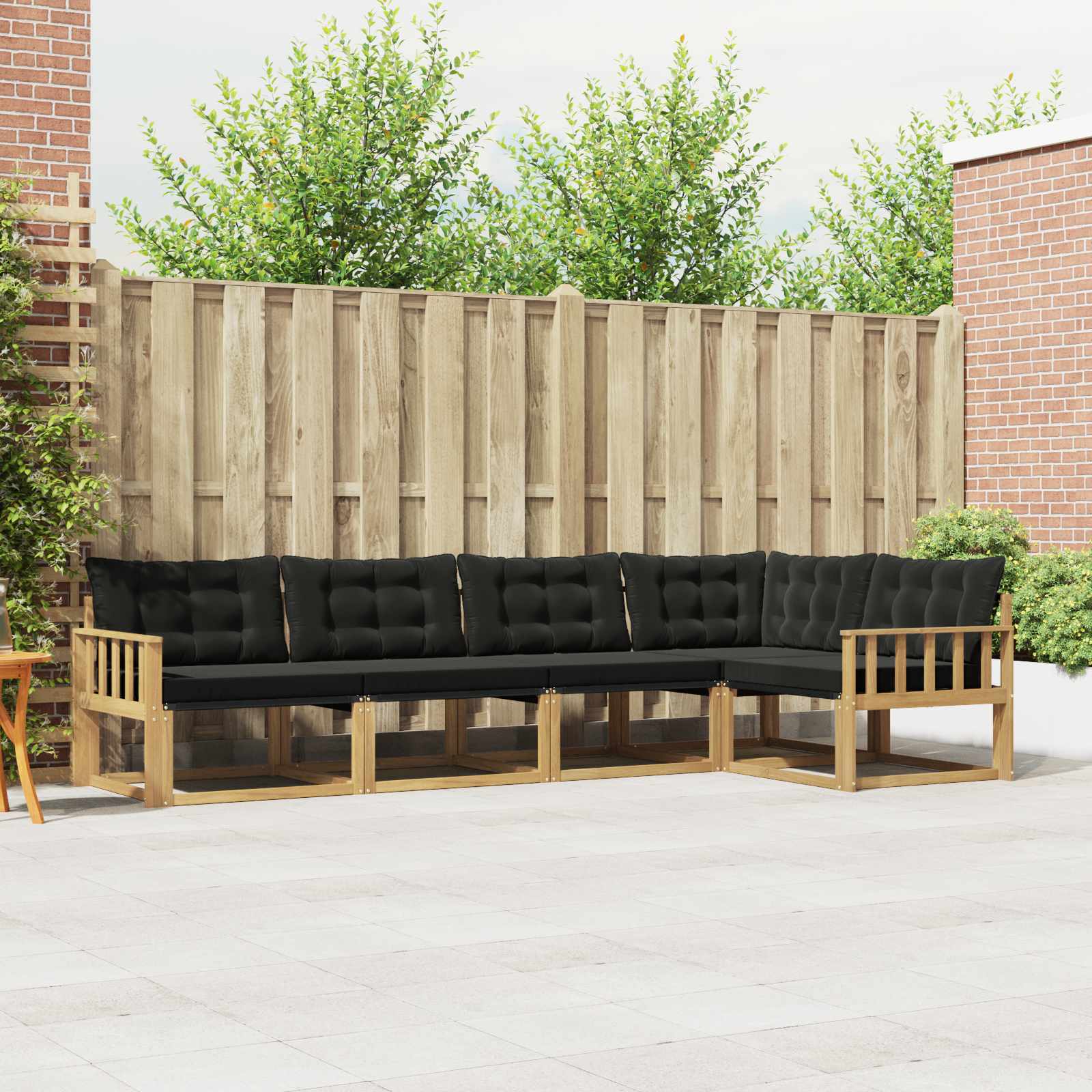 Outdoor-Sofagarnitur mit Kissen 5 pcs Weiß und Schwarz