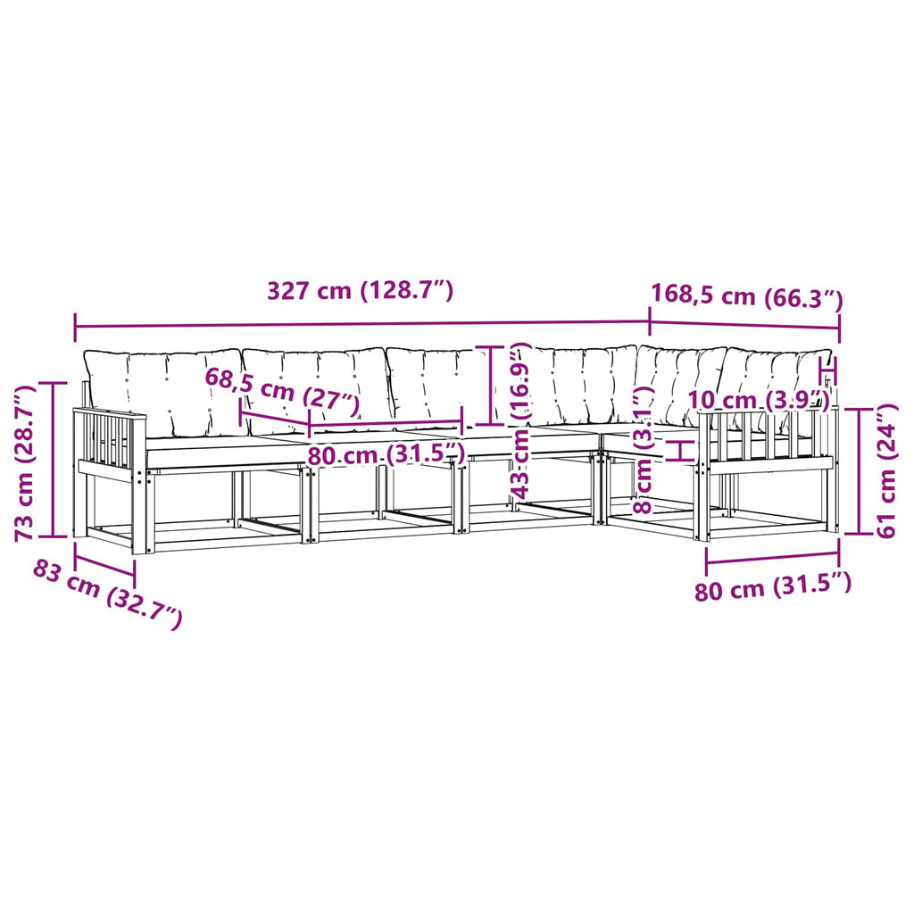 Outdoor-Sofagarnitur mit Kissen 5 pcs Weiß und Schwarz