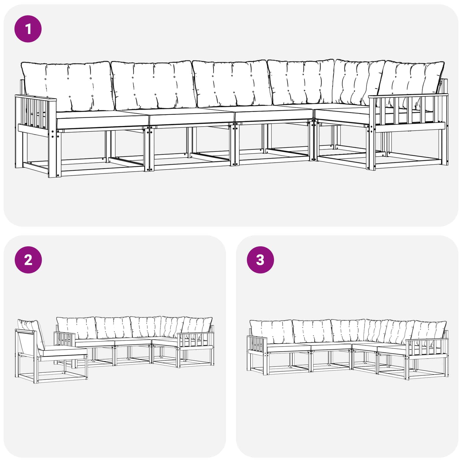 Outdoor-Sofagarnitur mit Kissen 5 pcs Weiß und Schwarz