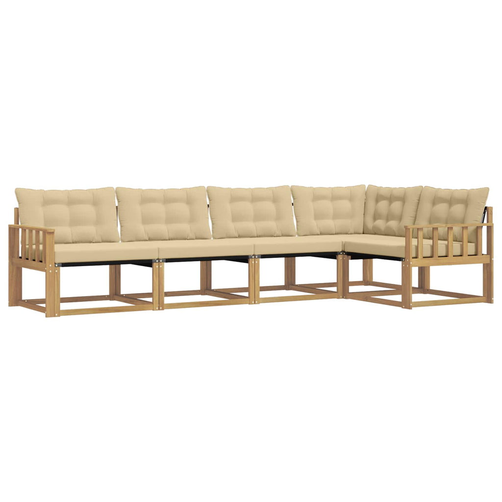 Outdoor-Sofagarnitur mit Kissen 5 pcs Weiß und Beige