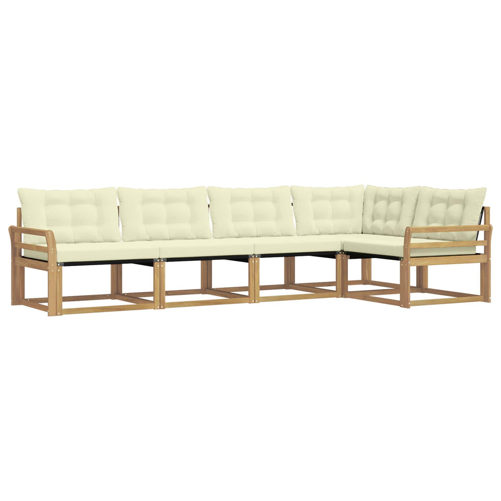 Outdoor-Sofagarnitur mit Kissen 5 pcs Weiß und Creme