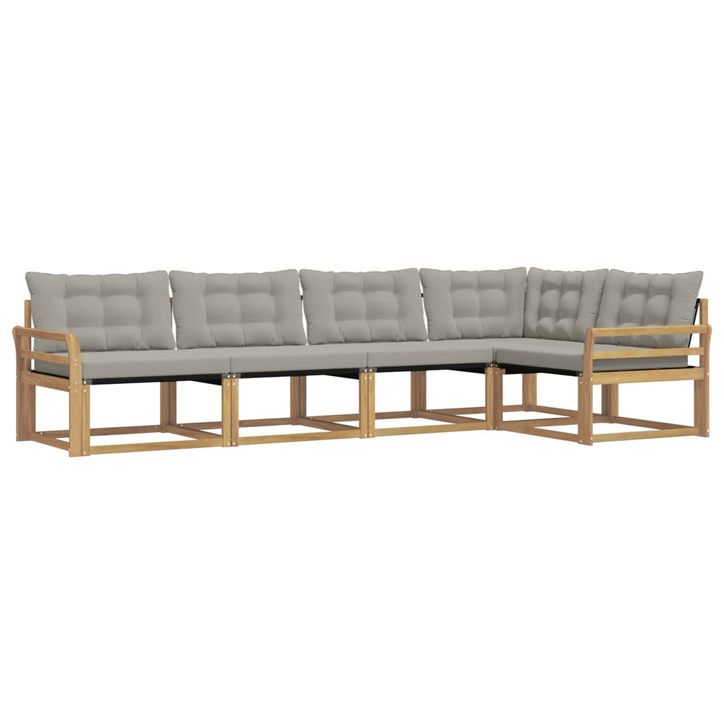 Outdoor-Sofagarnitur mit Kissen 5 pcs Weiß und Hellgrau