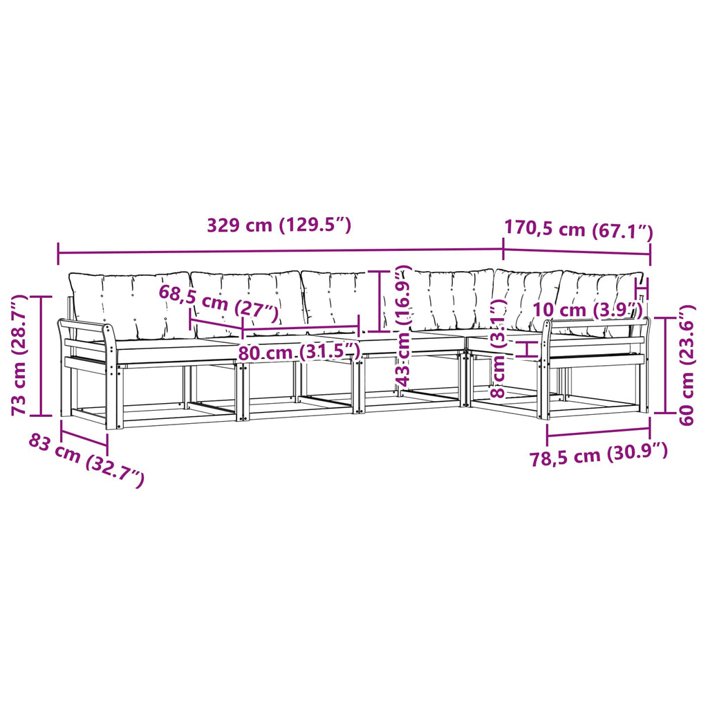 Outdoor-Sofagarnitur mit Kissen 5 pcs Weiß und Hellgrau