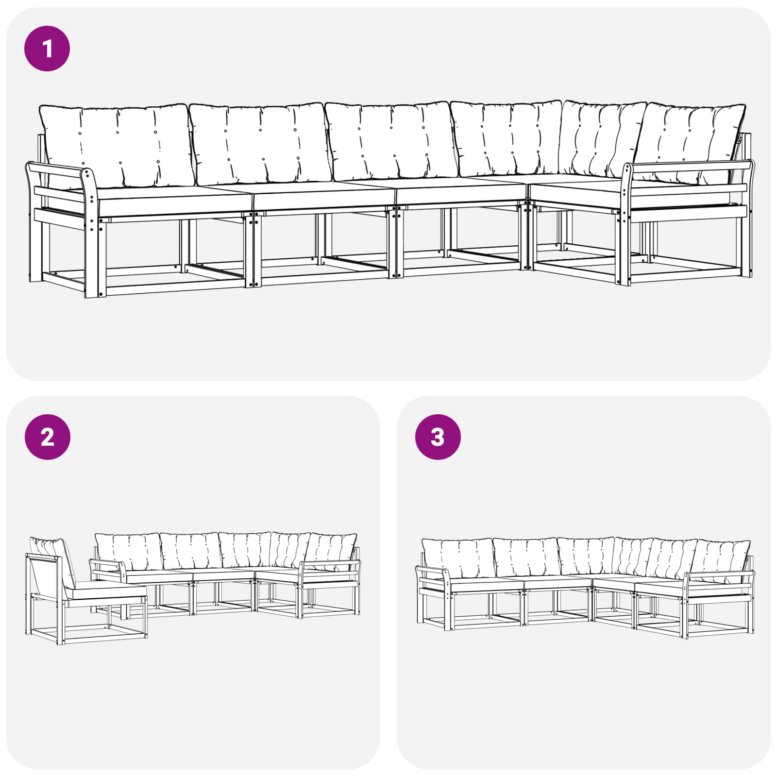 Outdoor-Sofagarnitur mit Kissen 5 pcs Weiß und Schwarz