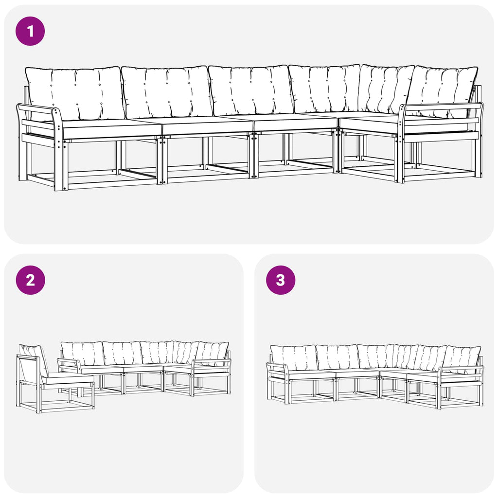 Outdoor-Sofagarnitur mit Kissen 5 pcs Weiß und Beige