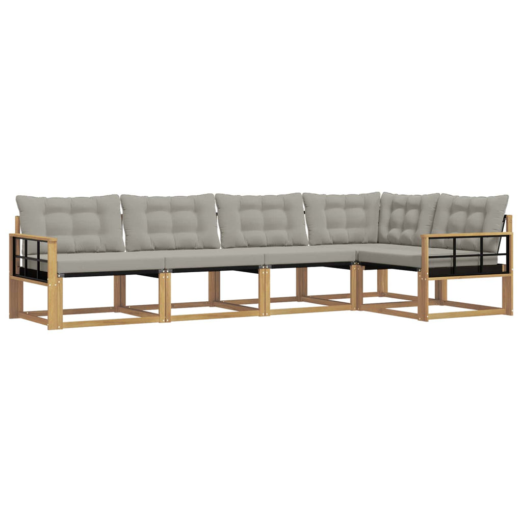 Outdoor-Sofagarnitur mit Kissen 5 pcs Weiß und Hellgrau