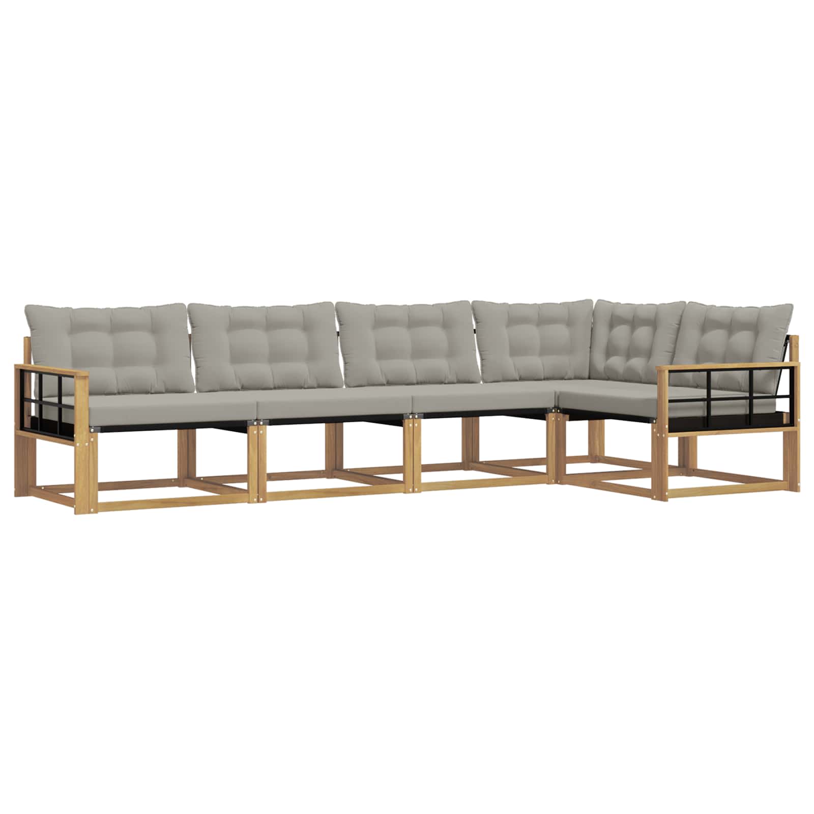 Outdoor-Sofagarnitur mit Kissen 5 pcs Weiß und Hellgrau