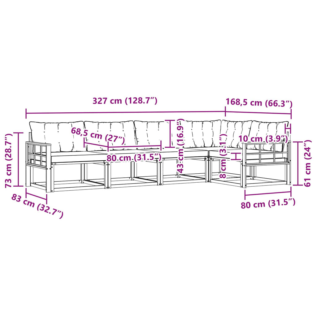 Outdoor-Sofagarnitur mit Kissen 5 pcs Weiß und Hellgrau