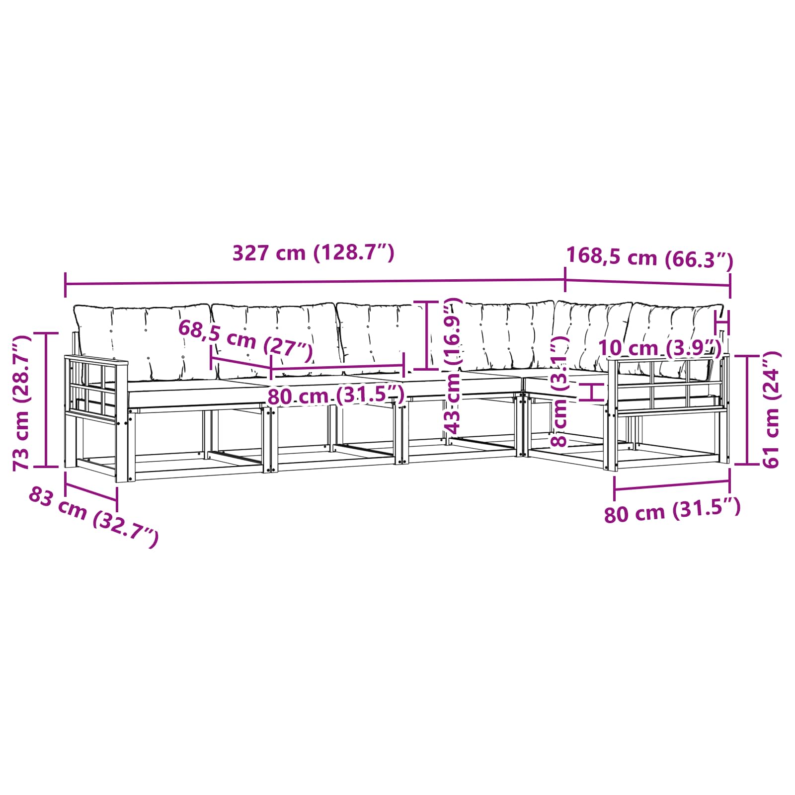 Outdoor-Sofagarnitur mit Kissen 5 pcs Weiß und Hellgrau