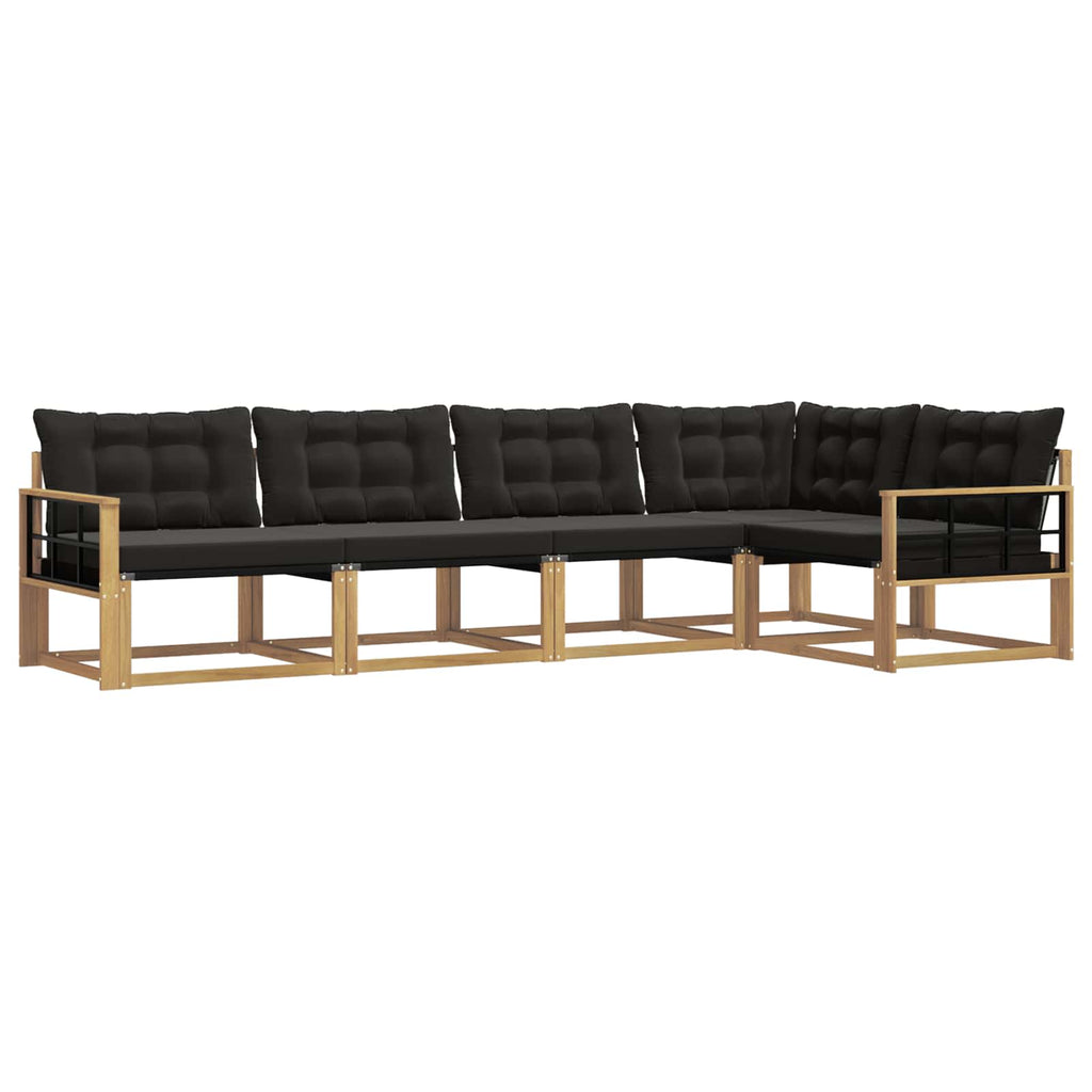 Outdoor-Sofagarnitur mit Kissen 5 pcs Weiß und Schwarz