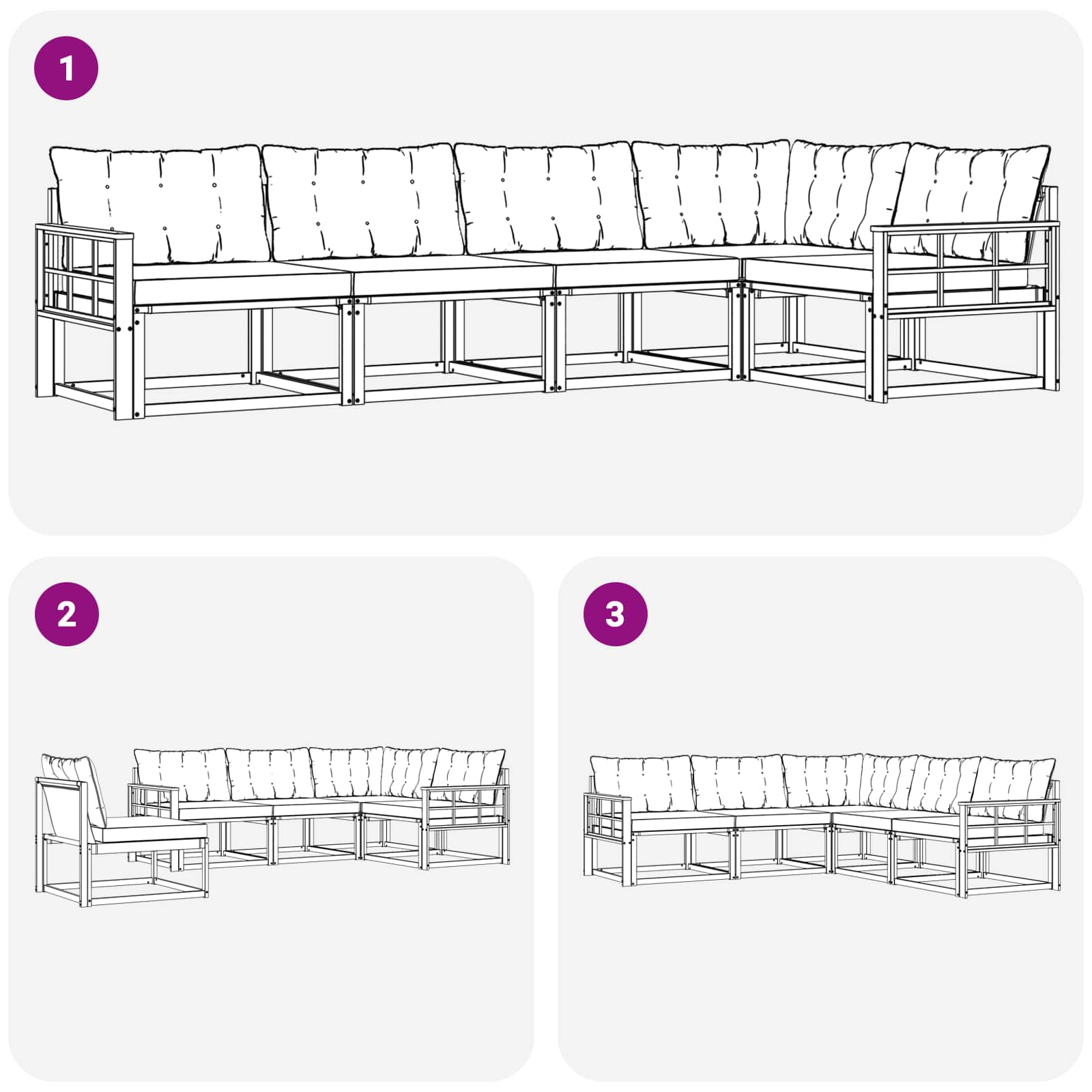 Outdoor-Sofagarnitur mit Kissen 5 pcs Weiß und Schwarz
