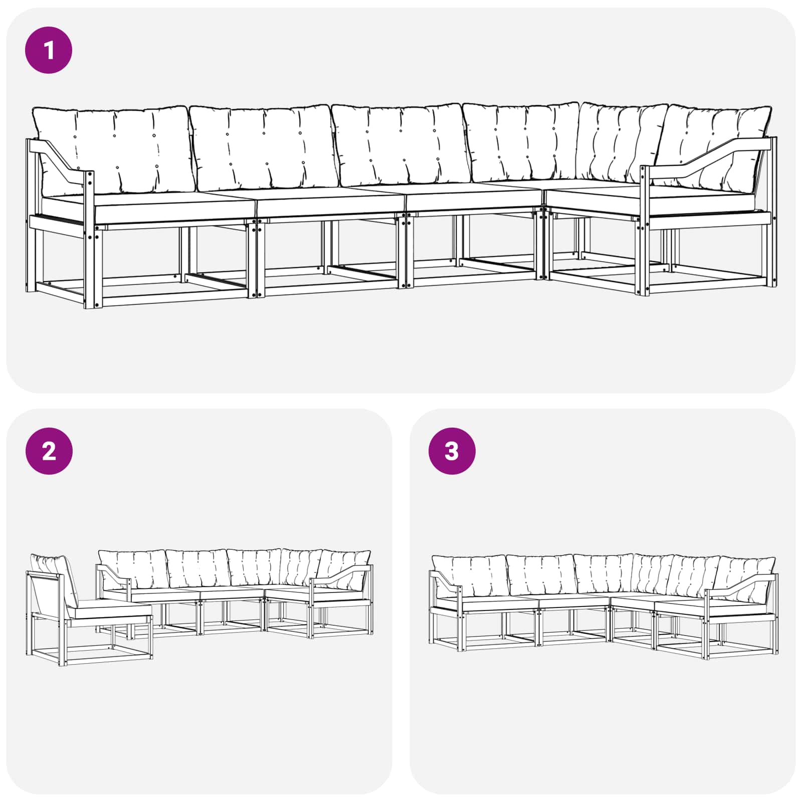 Outdoor-Sofagarnitur mit Kissen 5 pcs Weiß und Creme