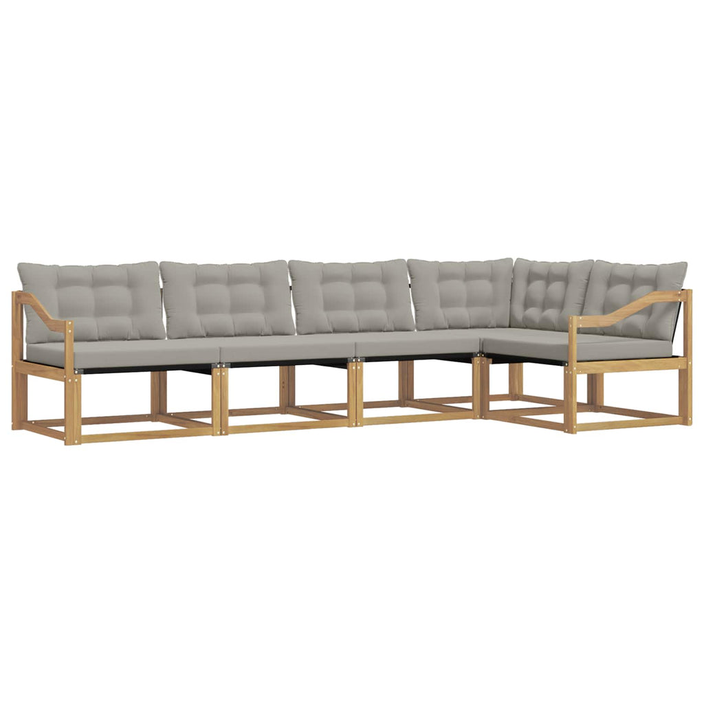 Outdoor-Sofagarnitur mit Kissen 5 pcs Weiß und Hellgrau