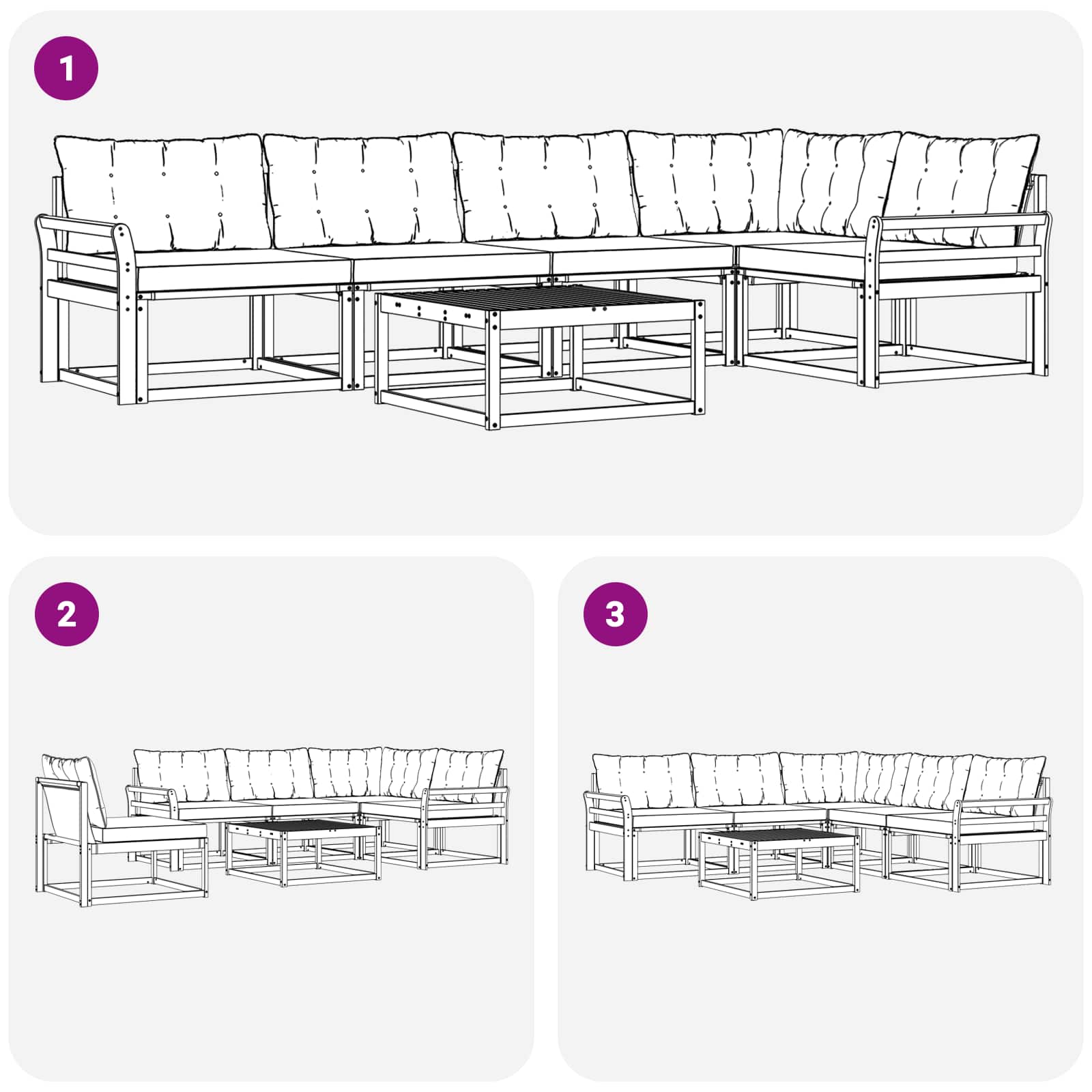Outdoor-Sofagarnitur 6 pcs Weiß und Schwarz 79 x 79 x 37 cm