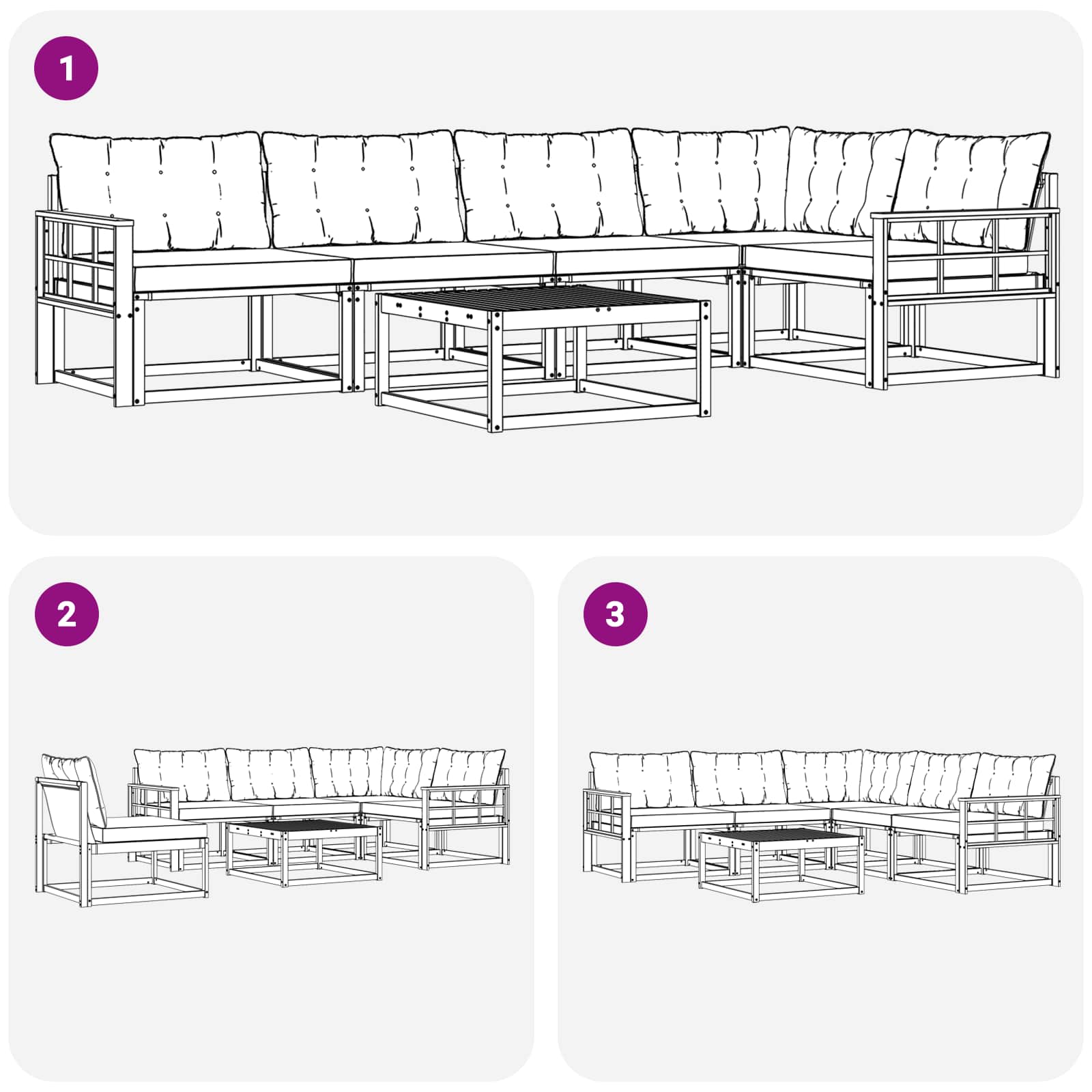 Outdoor-Sofagarnitur 6 pcs Weiß und Schwarz 79 x 79 x 37 cm