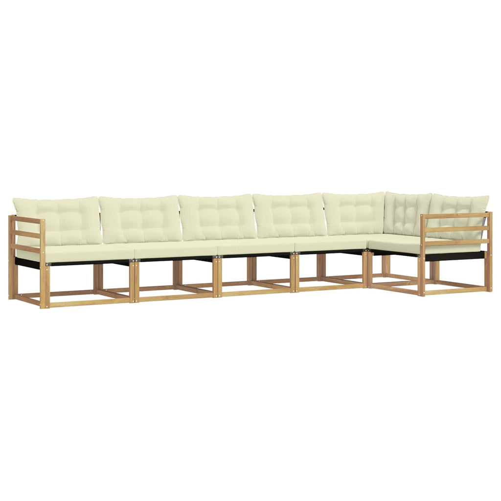 Outdoor-Sofagarnitur mit Kissen 6 pcs Weiß und Creme