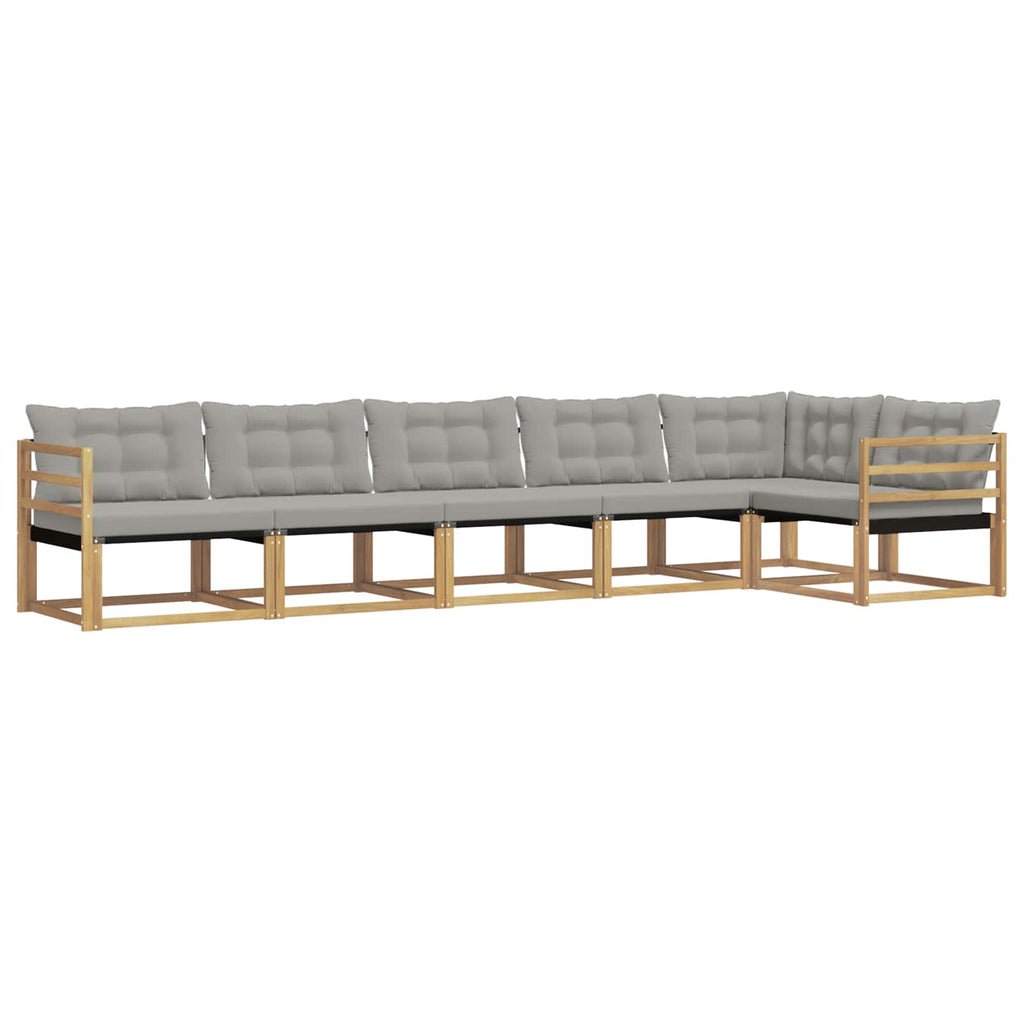 Outdoor-Sofagarnitur mit Kissen 6 pcs Weiß und Hellgrau