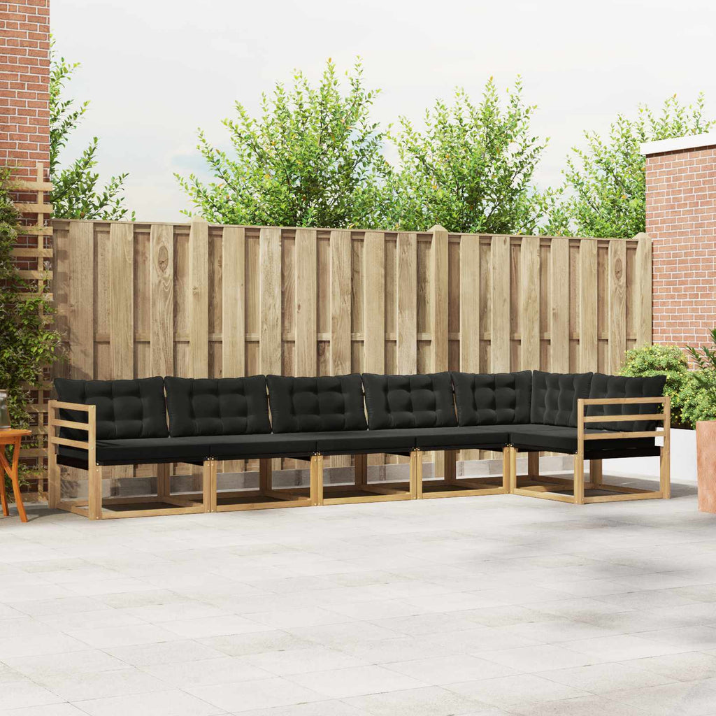 Outdoor-Sofagarnitur mit Kissen 6 pcs Weiß und Schwarz