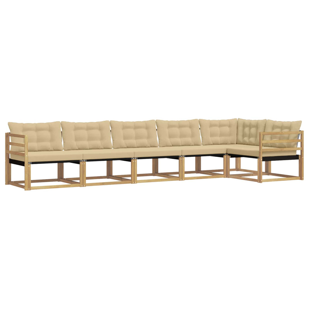 Outdoor-Sofagarnitur mit Kissen 6 pcs Weiß und Beige