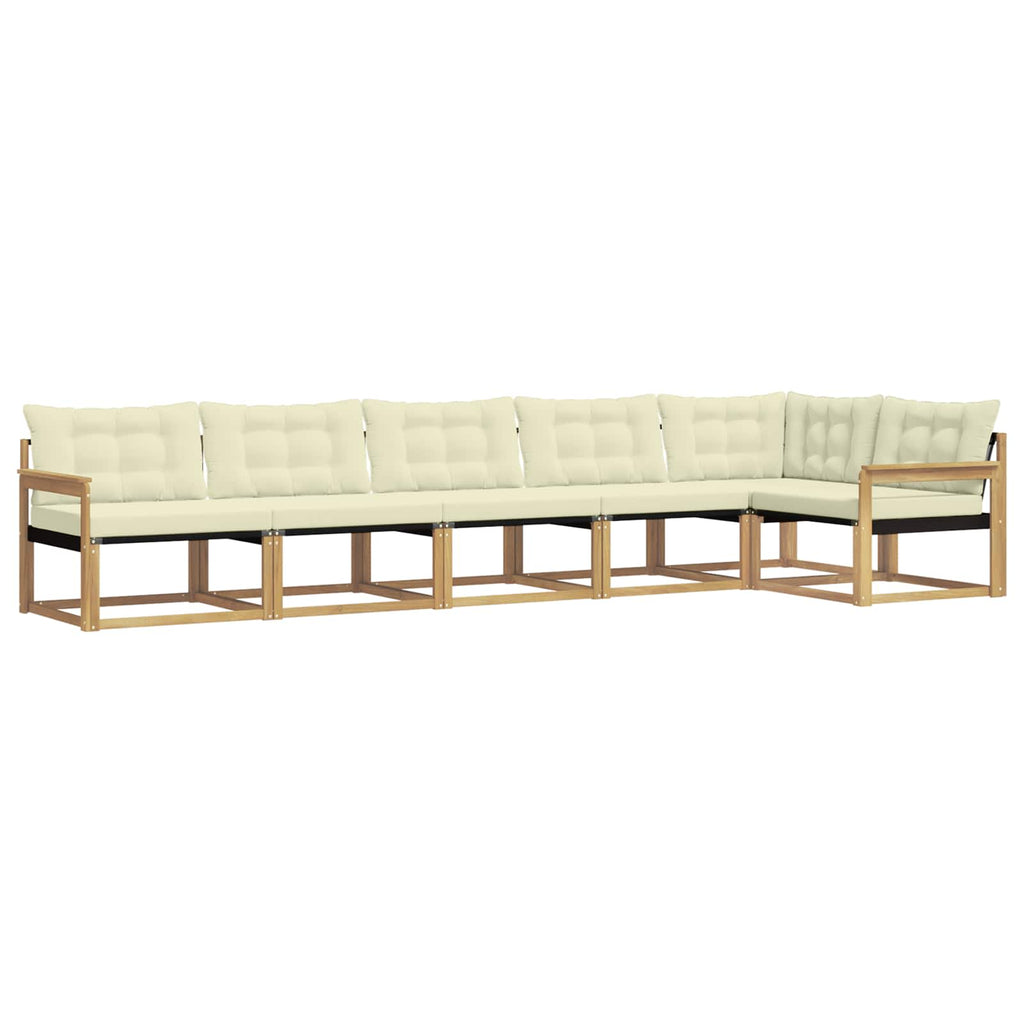 Outdoor-Sofagarnitur mit Kissen 6 pcs Weiß und Creme