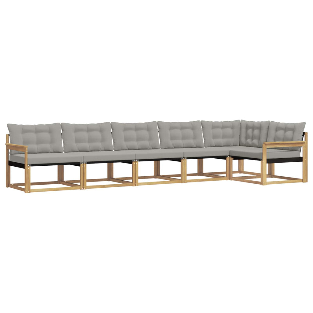 Outdoor-Sofagarnitur mit Kissen 6 pcs Weiß und Hellgrau