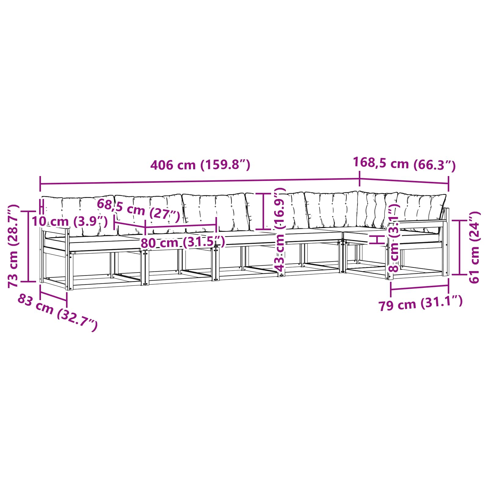 Outdoor-Sofagarnitur mit Kissen 6 pcs Weiß und Hellgrau