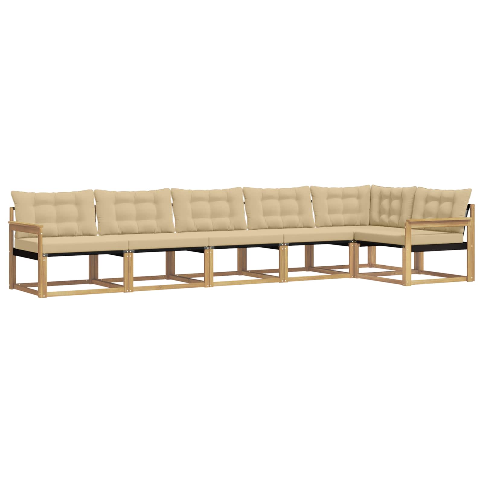 Outdoor-Sofagarnitur mit Kissen 6 pcs Weiß und Beige