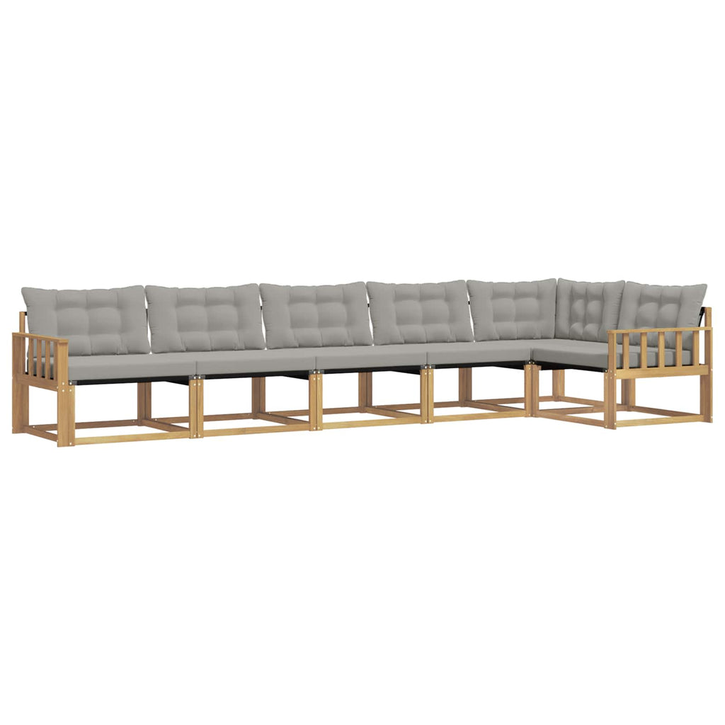 Outdoor-Sofagarnitur mit Kissen 6 pcs Weiß und Hellgrau
