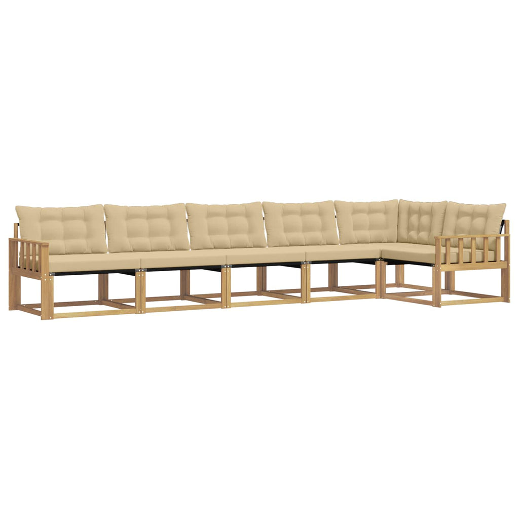 Outdoor-Sofagarnitur mit Kissen 6 pcs Weiß und Beige