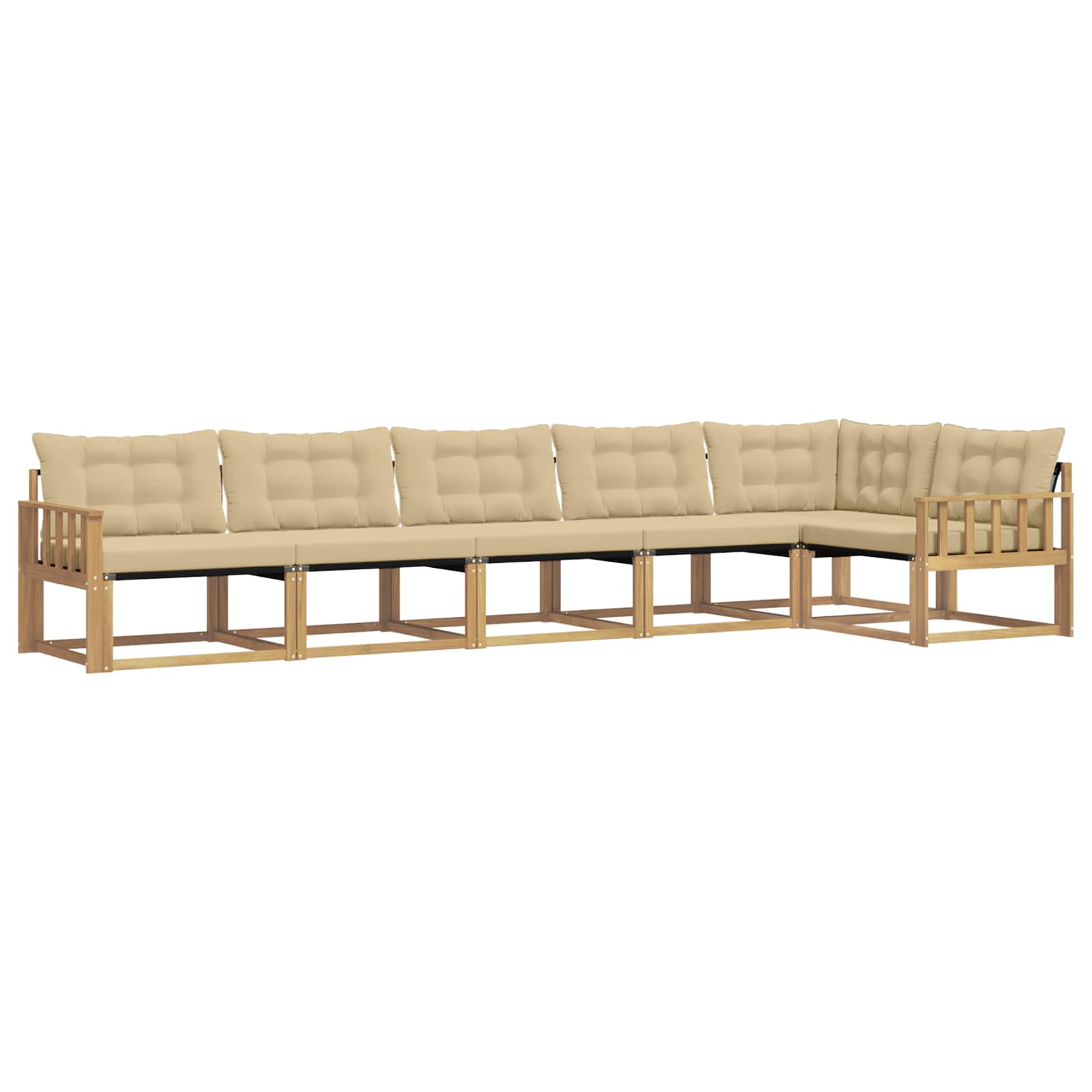 Outdoor-Sofagarnitur mit Kissen 6 pcs Weiß und Beige