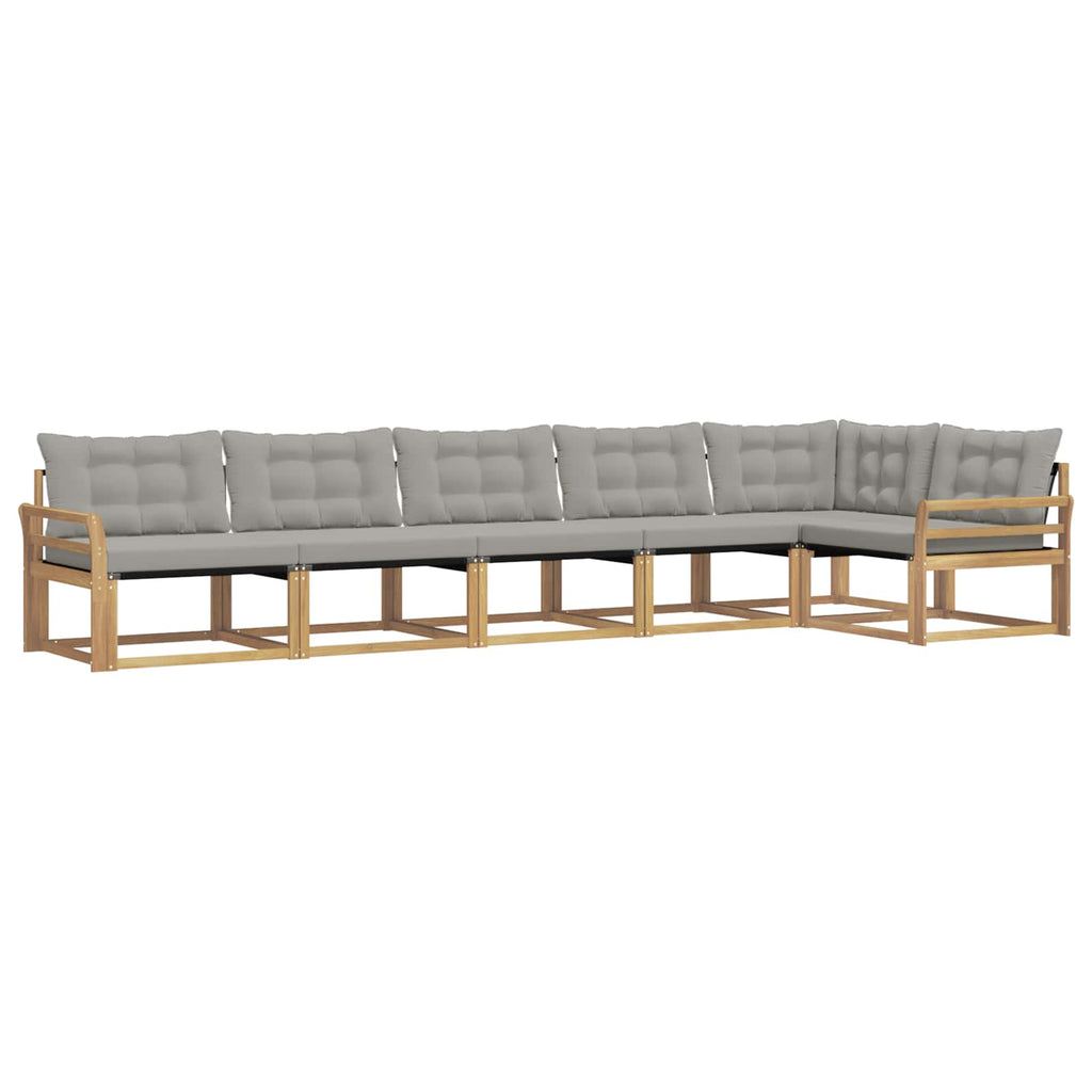 Outdoor-Sofagarnitur mit Kissen 6 pcs Weiß und Hellgrau