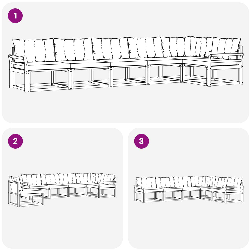 Outdoor-Sofagarnitur mit Kissen 6 pcs Weiß und Beige