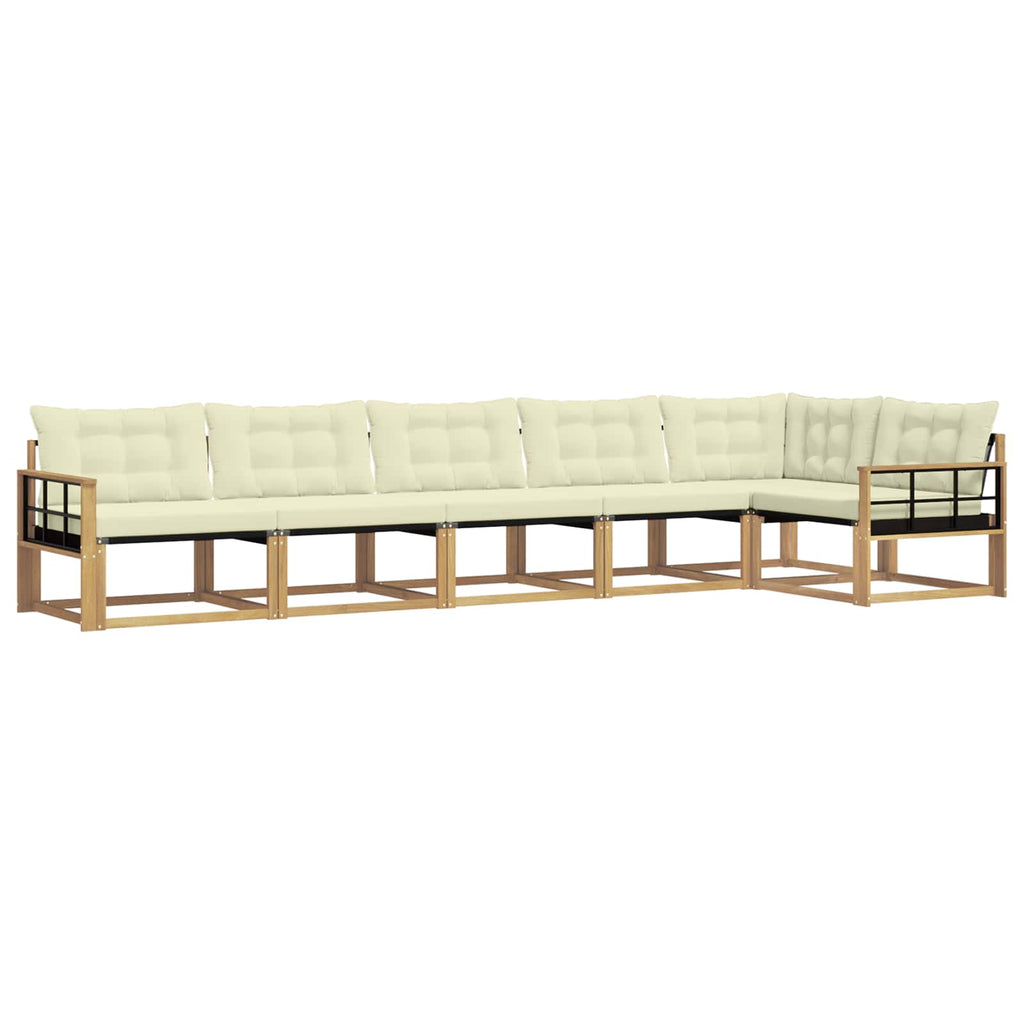 Outdoor-Sofagarnitur mit Kissen 6 pcs Weiß und Creme