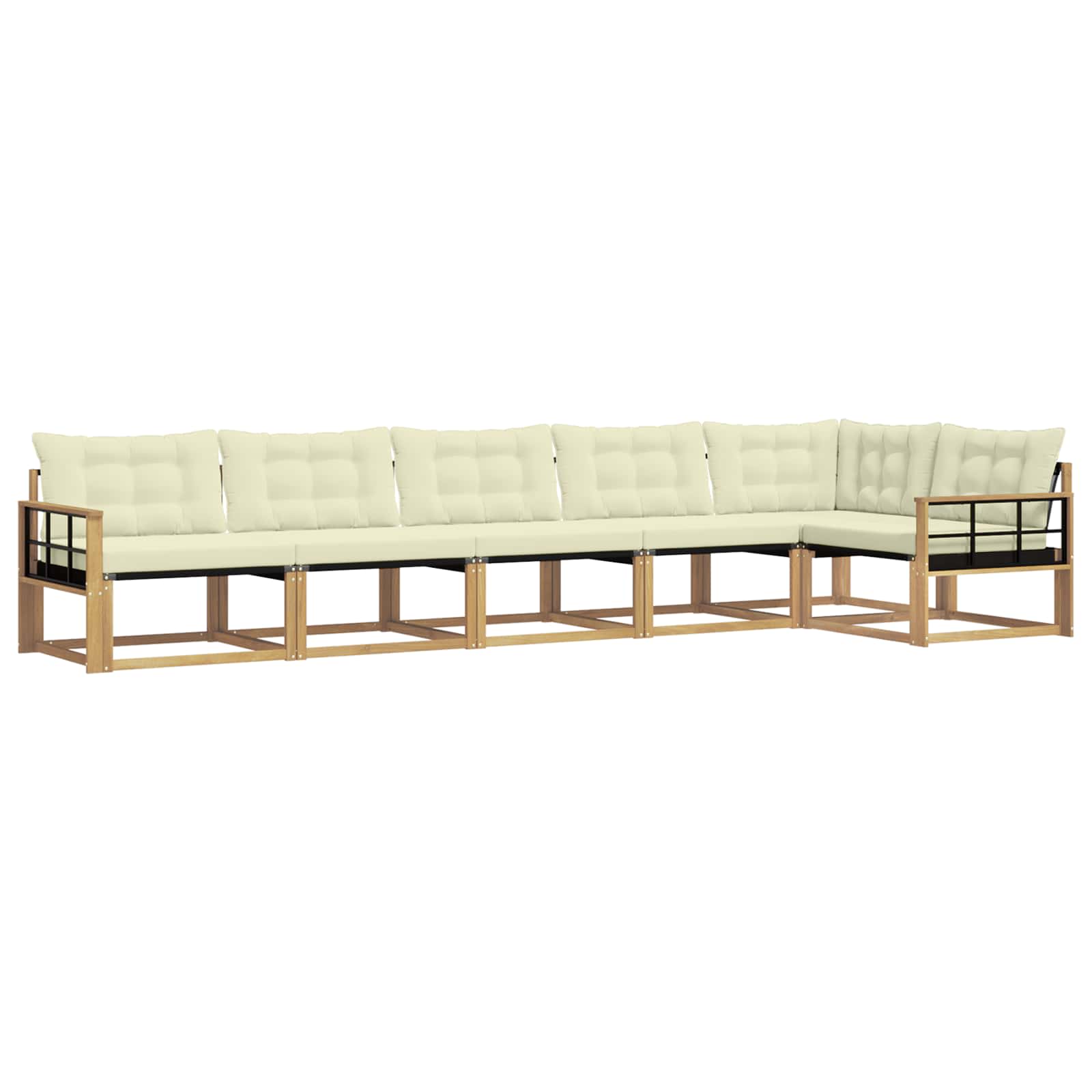 Outdoor-Sofagarnitur mit Kissen 6 pcs Weiß und Creme
