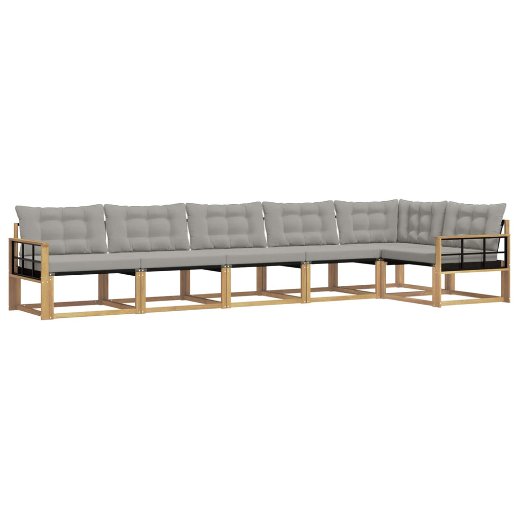Outdoor-Sofagarnitur mit Kissen 6 pcs Weiß und Hellgrau