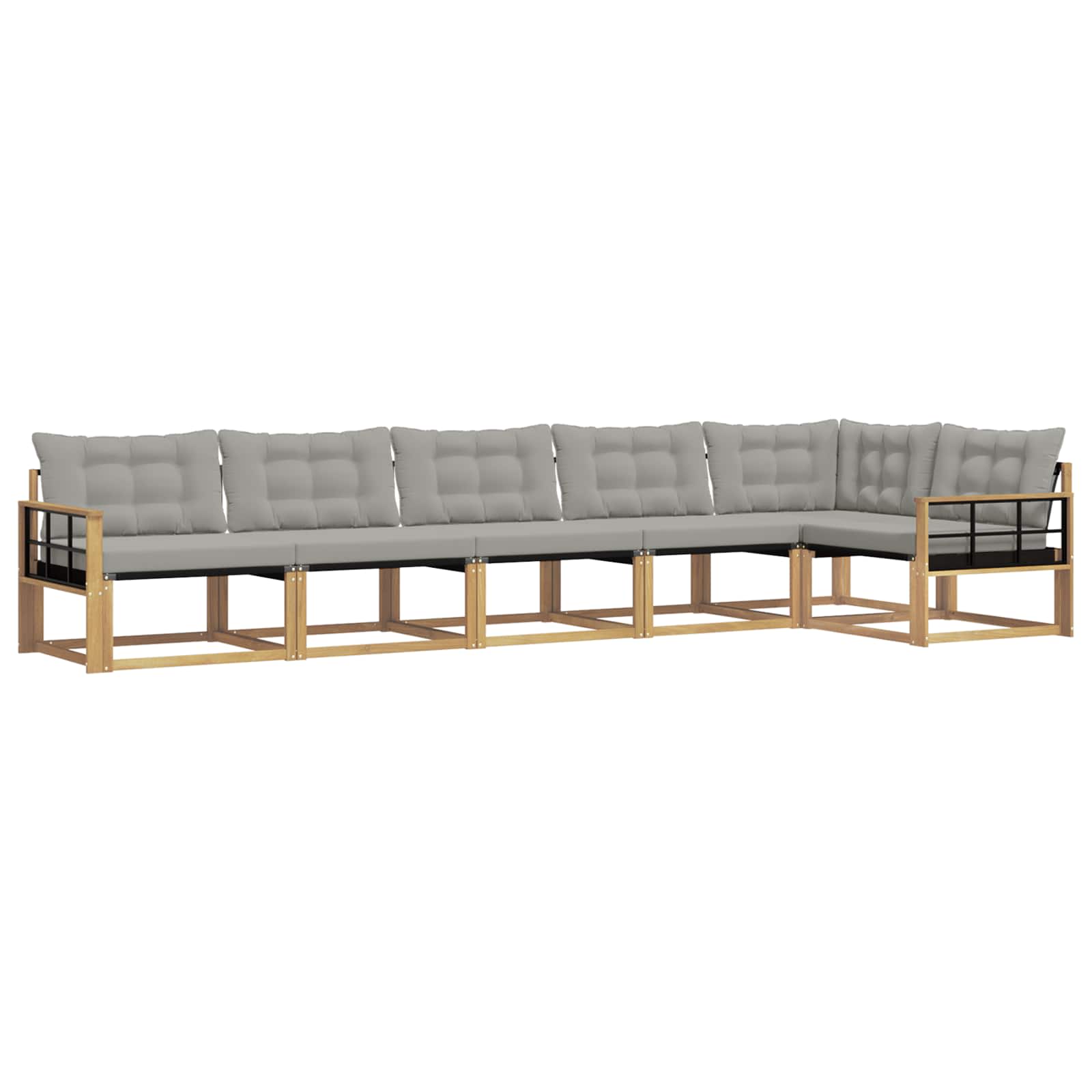 Outdoor-Sofagarnitur mit Kissen 6 pcs Weiß und Hellgrau