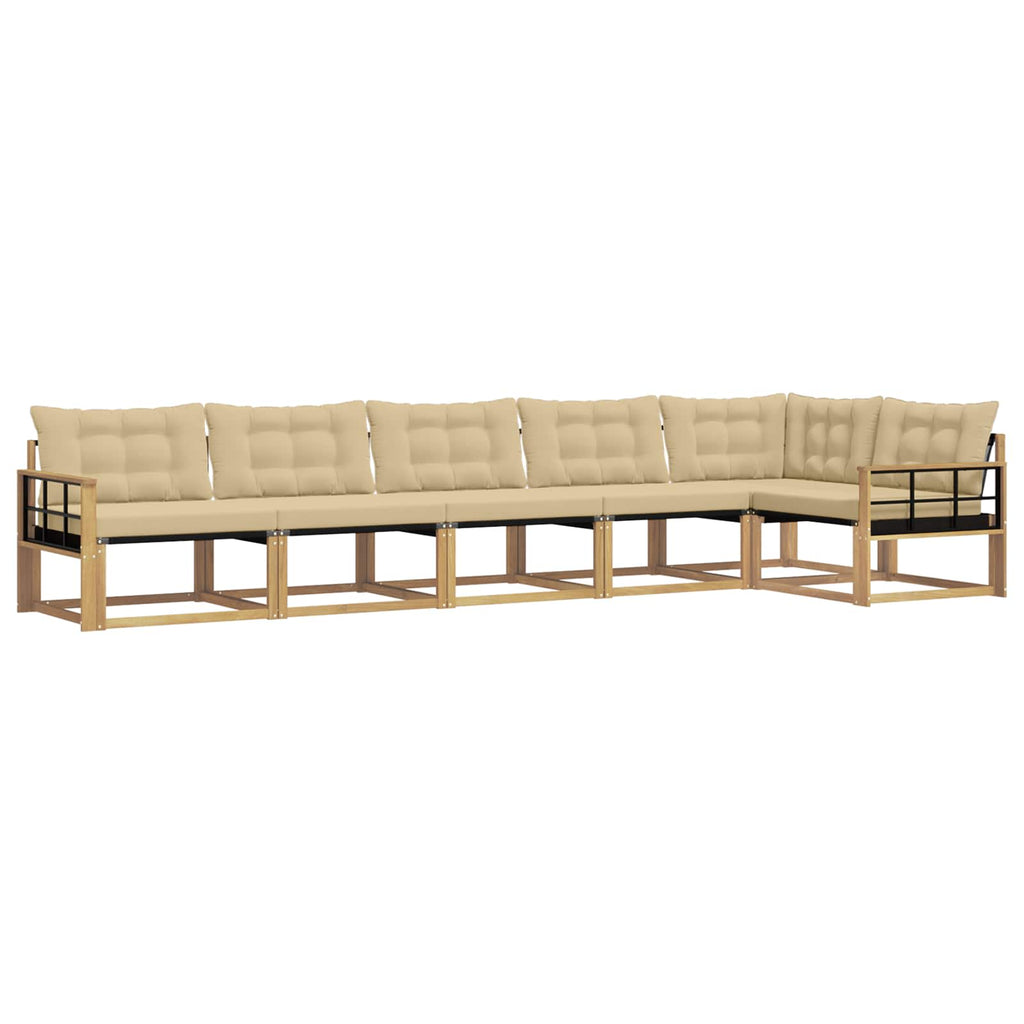 Outdoor-Sofagarnitur mit Kissen 6 pcs Weiß und Beige
